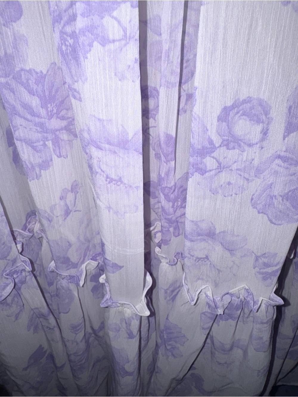 Francesca's Collections Margaret White Tulle Lilac Floral Maxi Dress - Picture 8 of 11